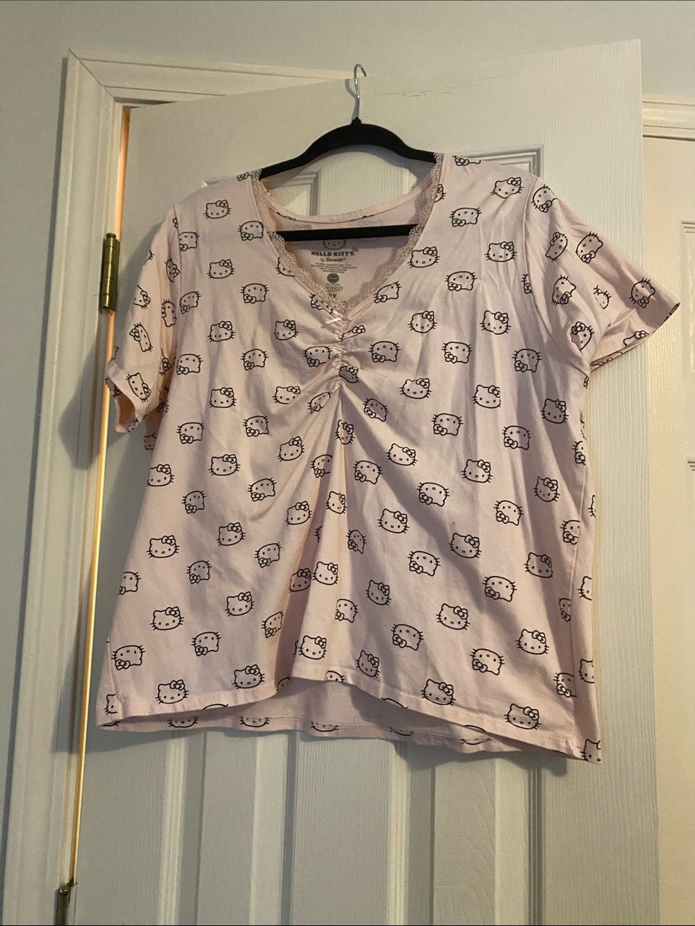 Hello Kitty Light Pink Short Sleeve V-Neck Tee